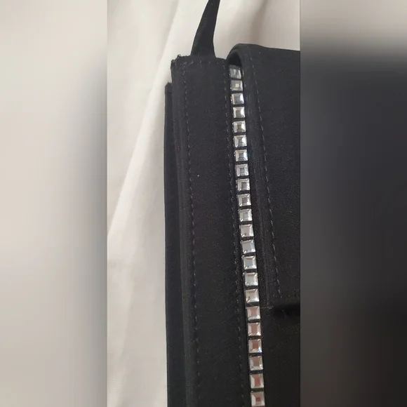 NWT STUART WEITZMAN-Small-black Fabric bag -magnetic snap crossbody evening bag - Picture 7 of 13